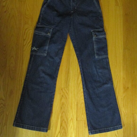 SILVER BOY'S SIZE 27 x 33 JEANS MED BLUE SLUB DENIM CARGO PANTS WORK FARM - Picture 2 of 15